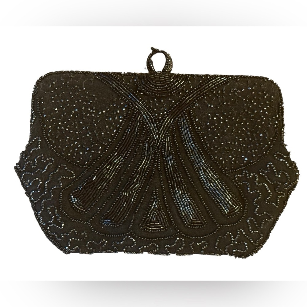 Vintage‎ small black beaded clutch​
